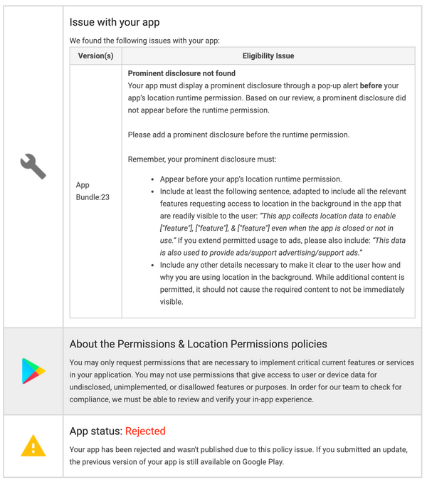 New Google Play Console Guidelines for "Sensitive app permissions"