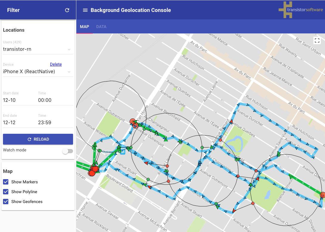 Background Geolocation Console